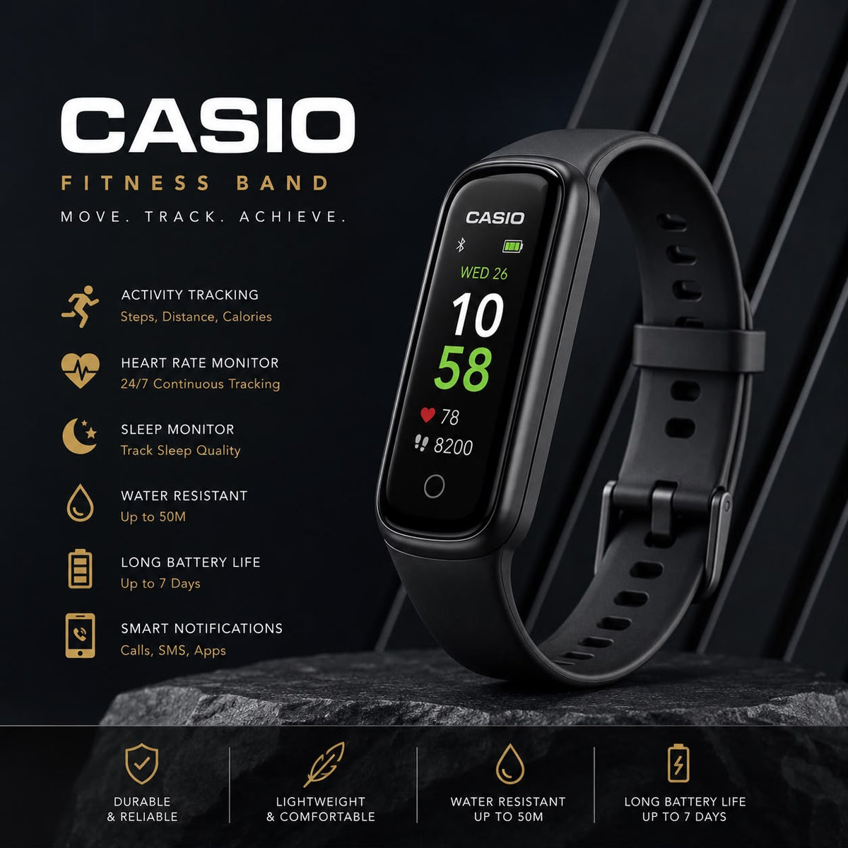 G-58 Advanced Smart Display  Fitness  Band  Black